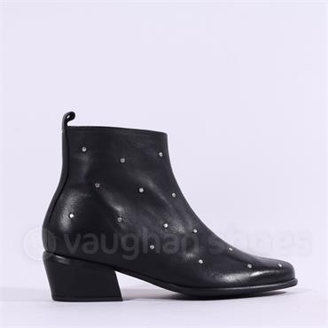 Wonders Fei Stud Low Heel Ankle Boot - Black Leather